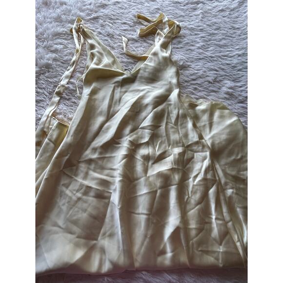 ZARA Satin Slip Dress Cream Ivory Maxi Tie Strap Elegant EU Style Size M - Picture 9 of 9